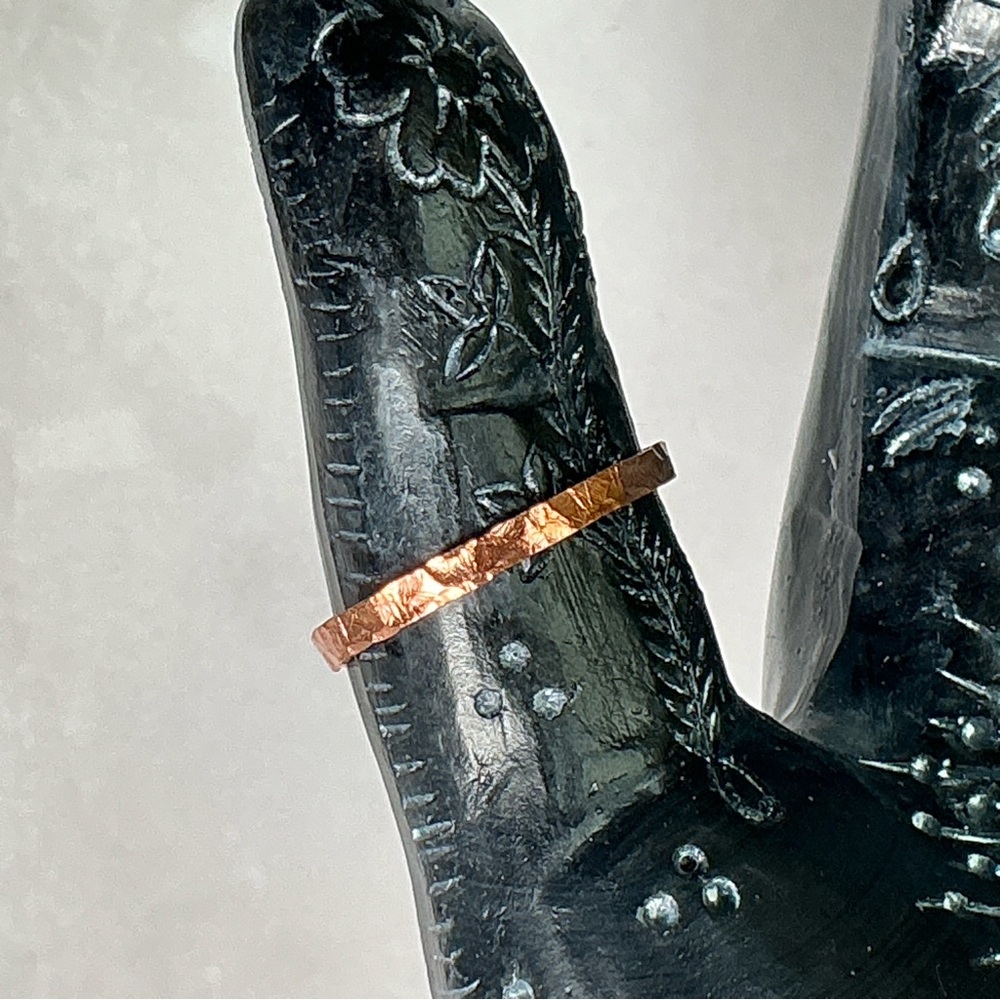Raw Copper Ring Size 8.5 Band Jewelry Minimal Hammered Solid Handcrafted USA #B - Picture 5 of 12
